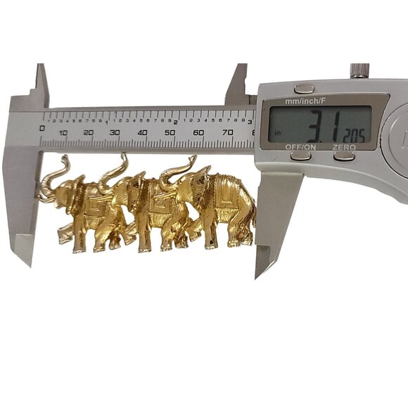 1928 Brand Gold Tone Elephant Trio Brooch Pin K531 - Picture 7 of 8